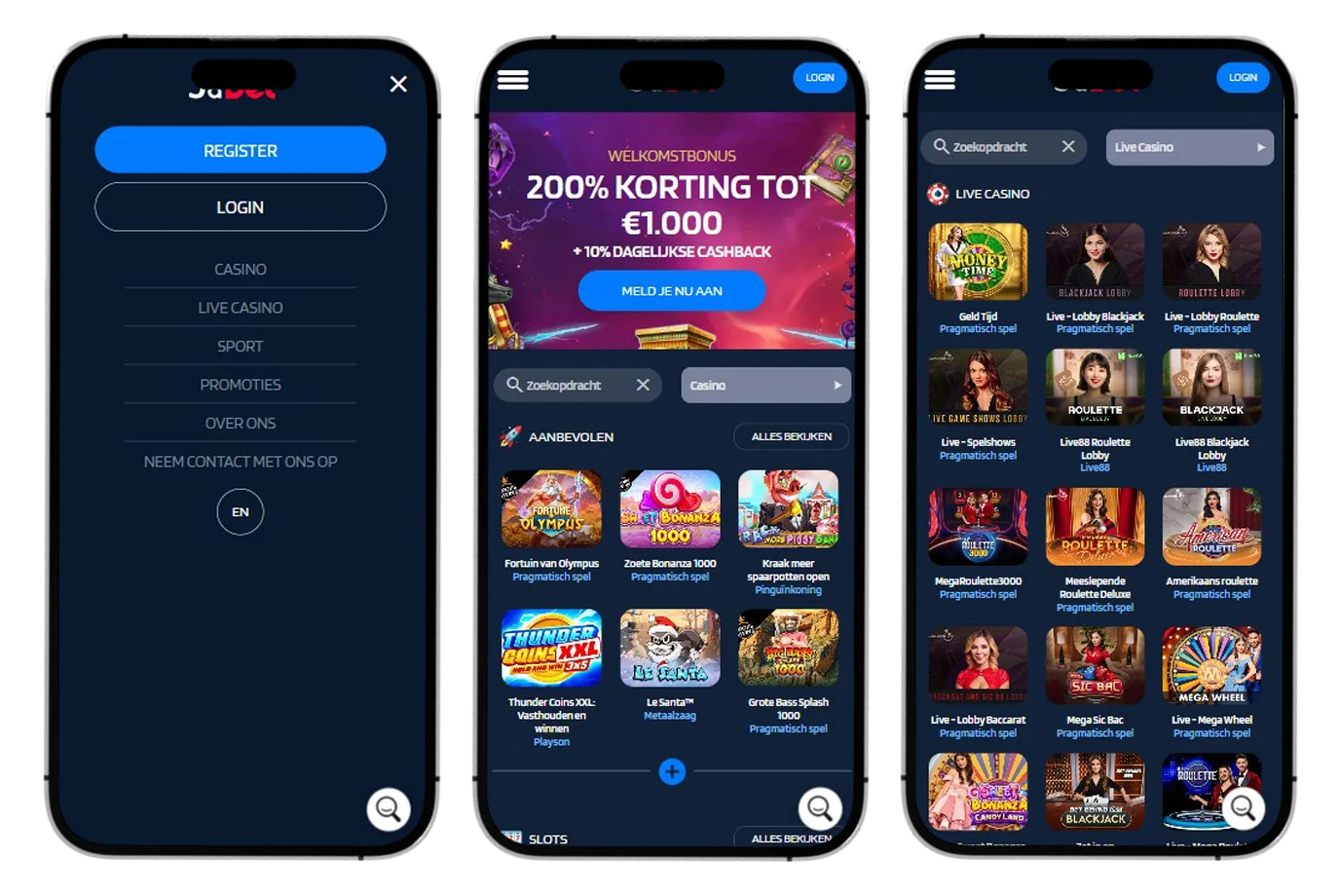 JaaBet Casino Mobiele versie en app